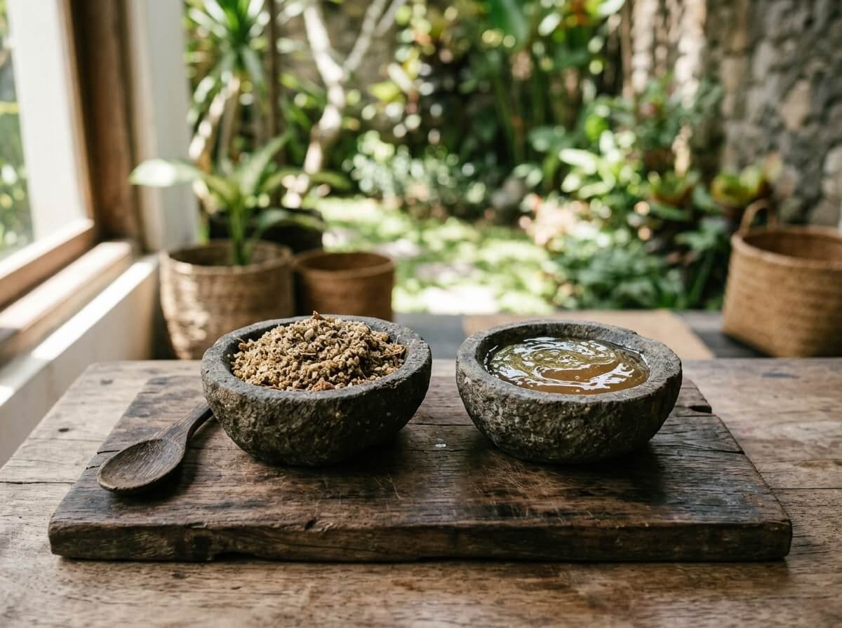 physical scrub beside a chemical exfoliant gel