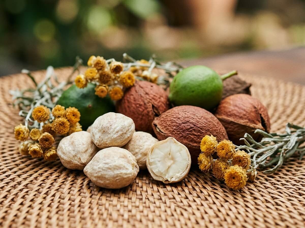 Balinese botanicals kukui illipe and tamanu used in a natural face serum