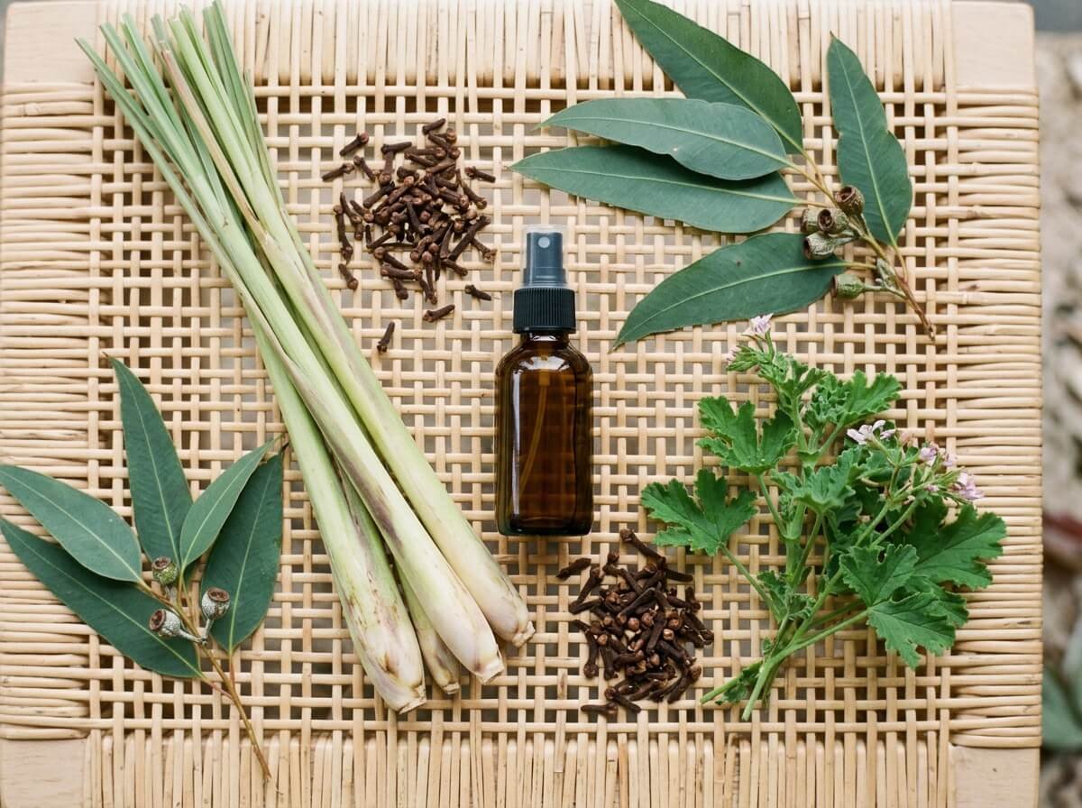 botanical actives in natural mosquito repellent: lemongrass, clove, eucalyptus, geranium