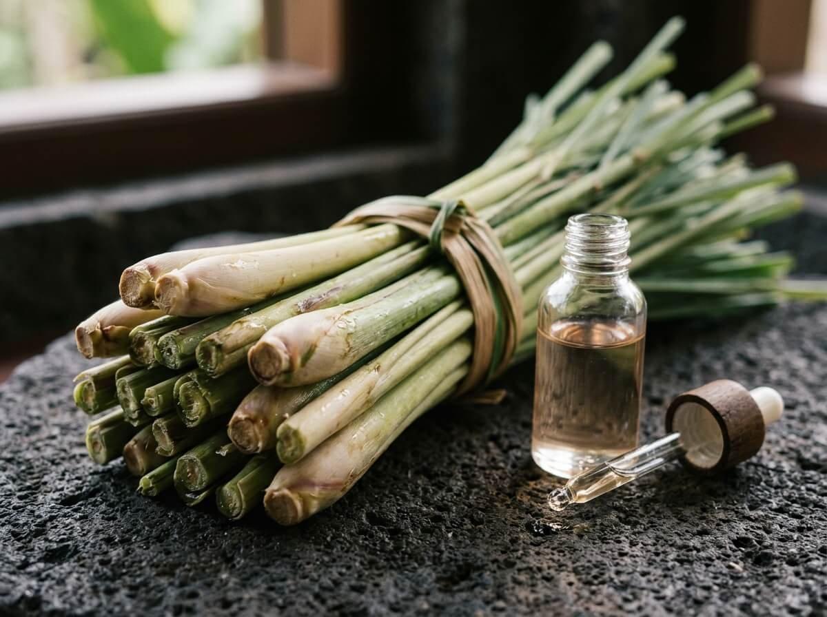 how botanical mosquito repellents work, lemongrass and citronella with an oil dropper