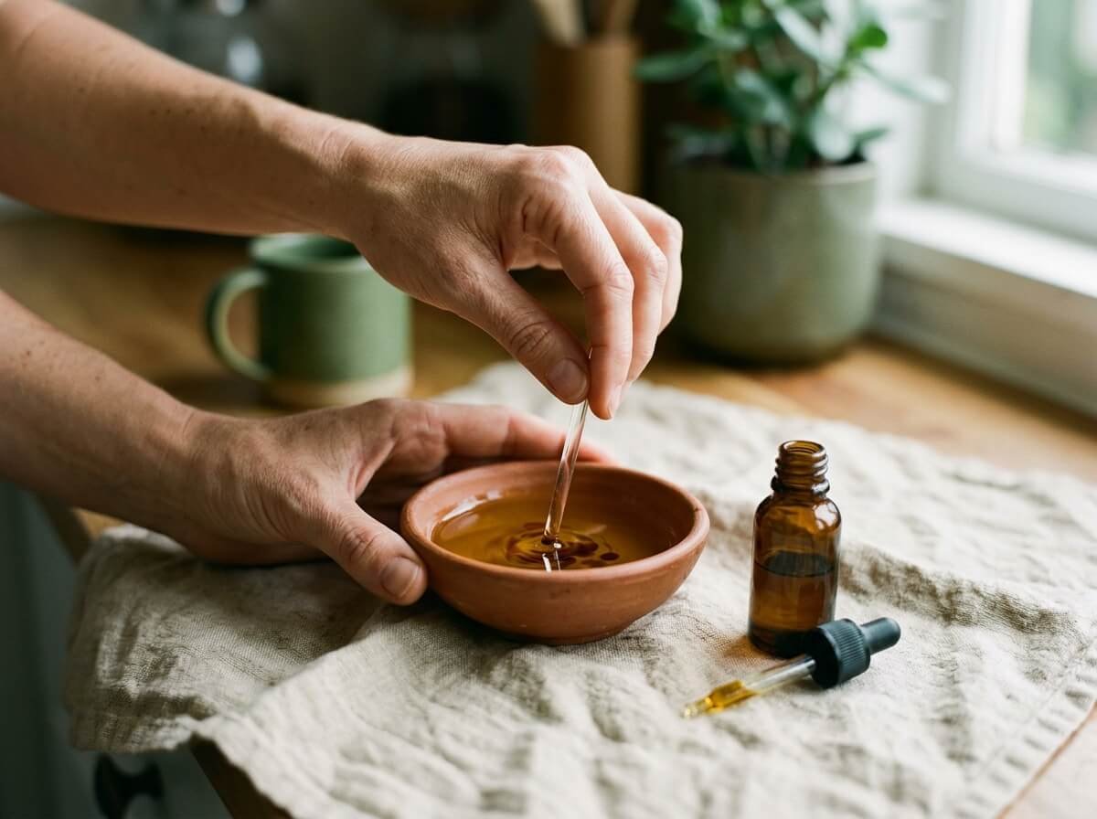 diluting essential oils into carrier oil to make a safe natural mosquito repellent