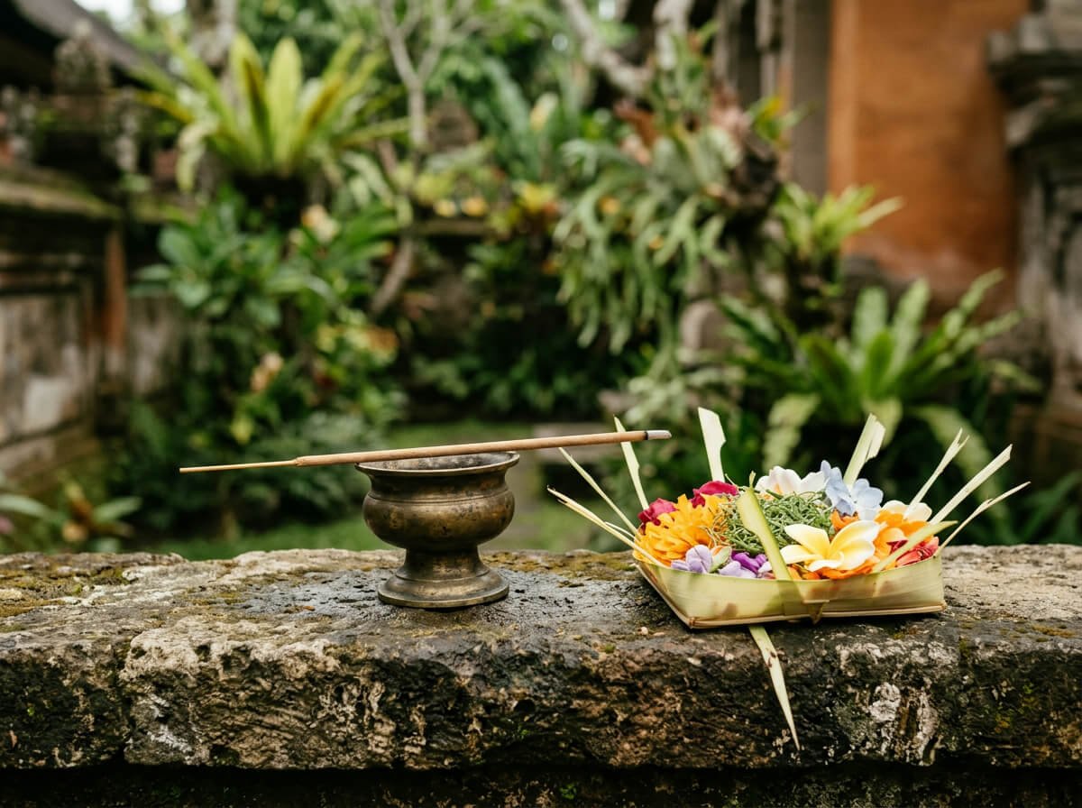 incense and a woven offering as a daily aromatherapy anchor