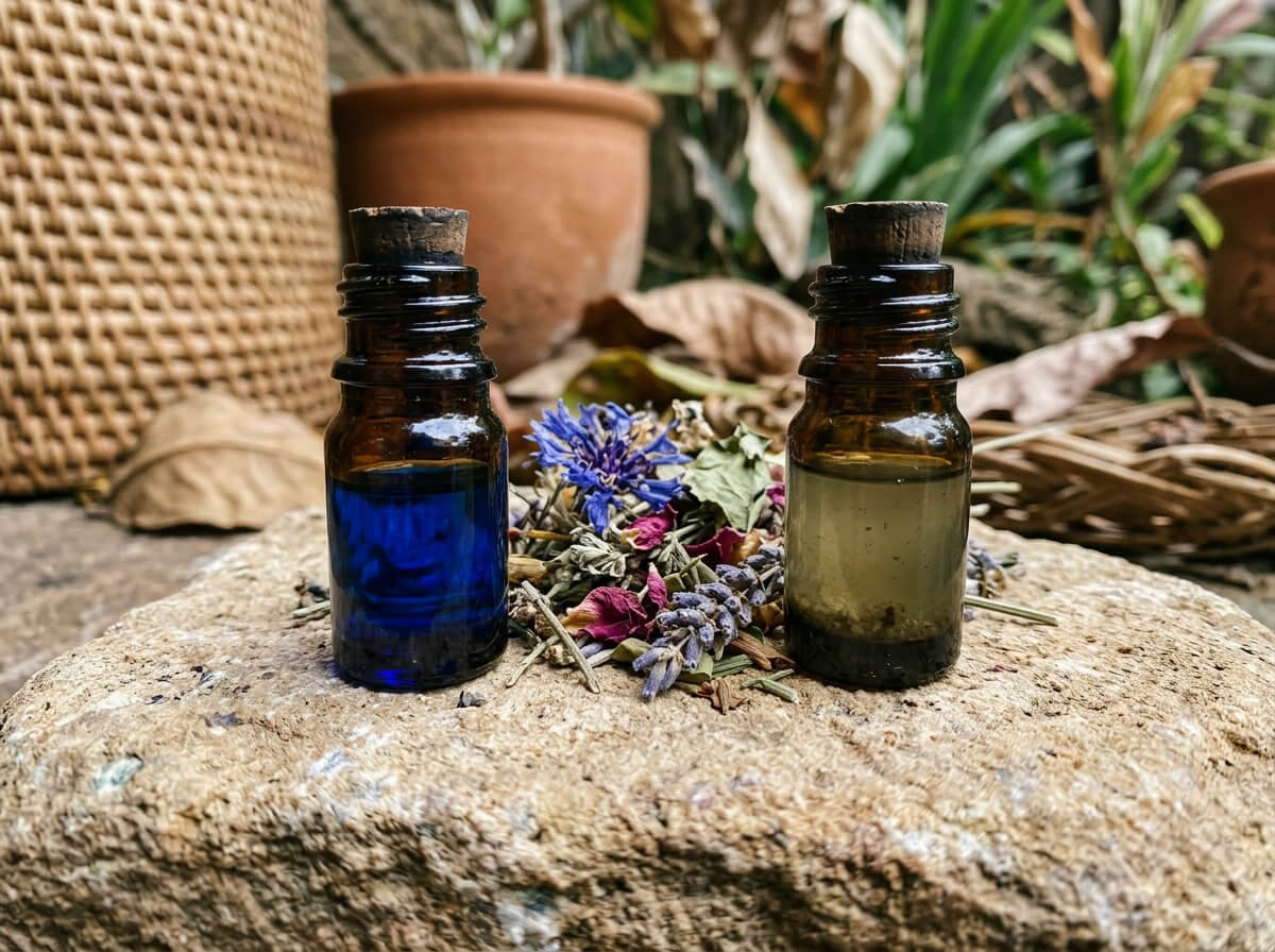 Comparing genuine blue tansy oil versus adulterated or diluted blue tansy product