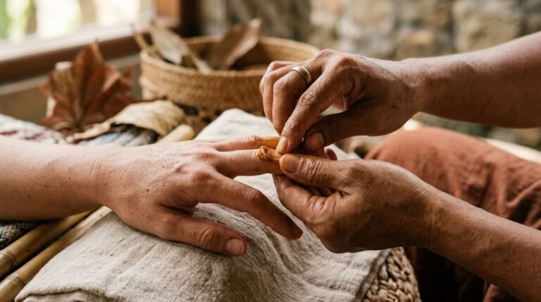 hands being massaged with cream in a slow morning ritual