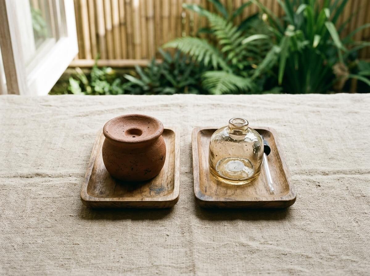 comparison table graphic showing ceramic diffuser versus nebulizing diffuser attributes