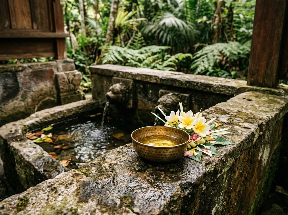 Balinese pre-mandi oiling tradition before bathing