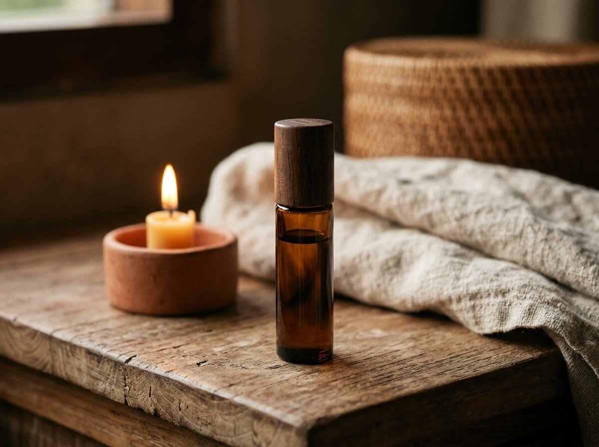 essential oil roller as part of an evening ritual