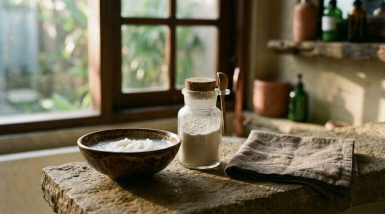 natural deodorant for sensitive skin ritual still life with coconut oil and arrowroot powder
