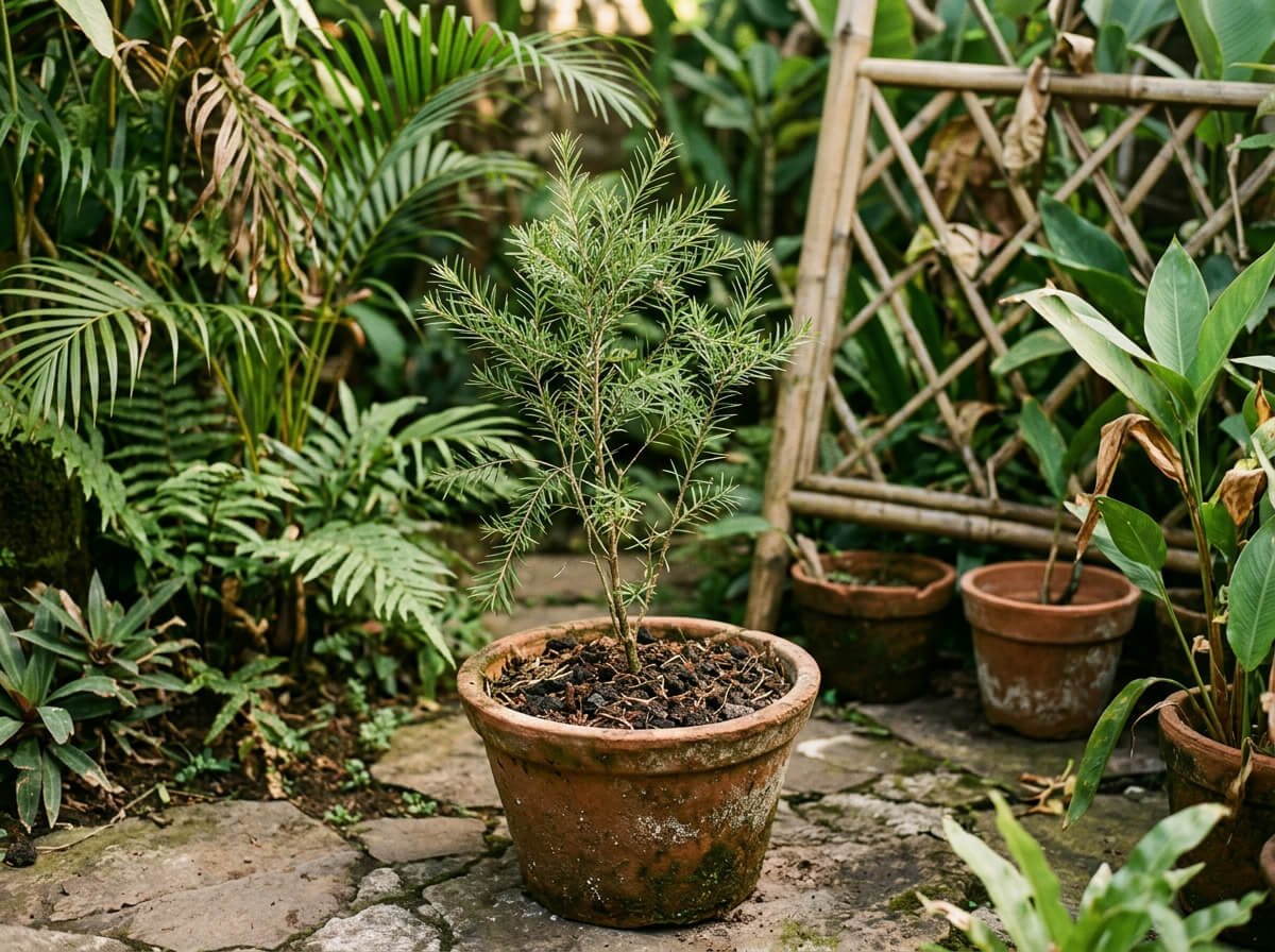 Tea tree plant growing in Bali traditional wellness botanical ingredient