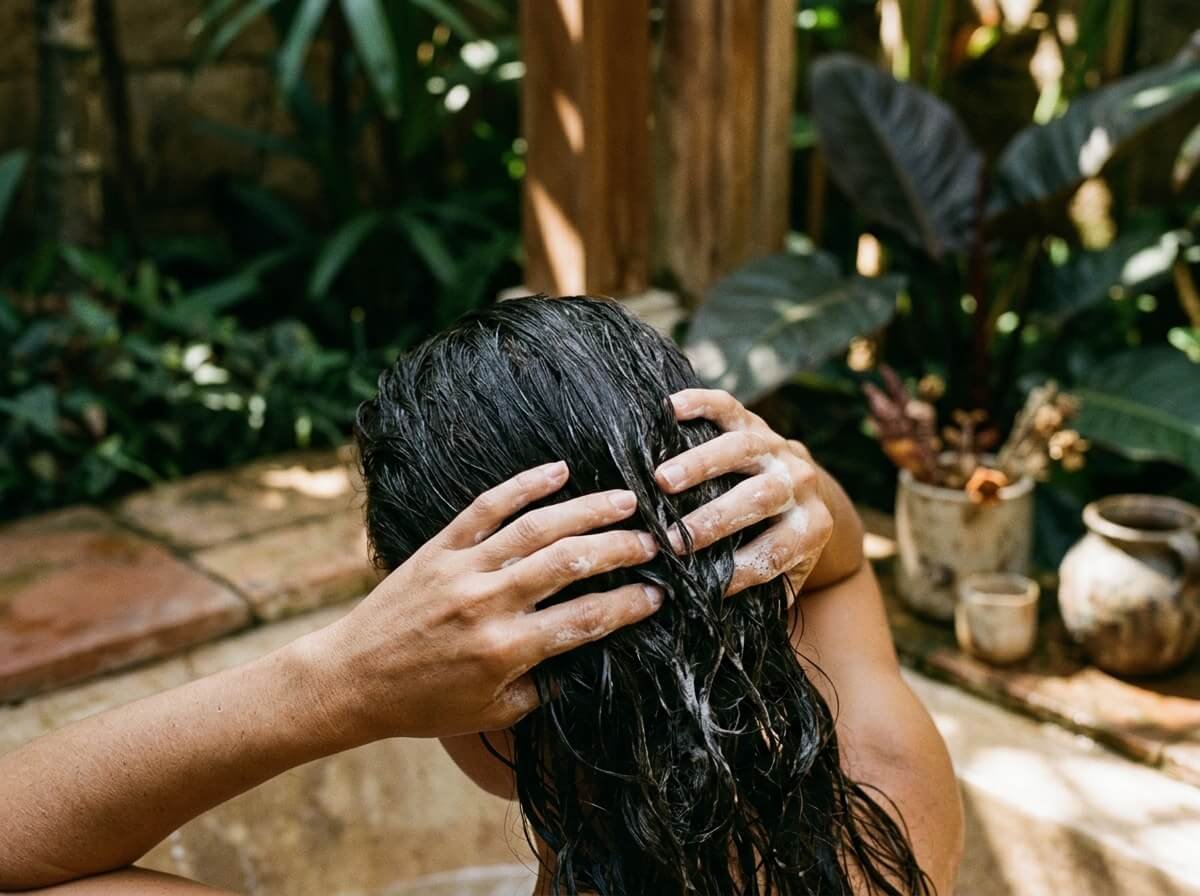 Natural shampoo scalp health wash technique healthy hair