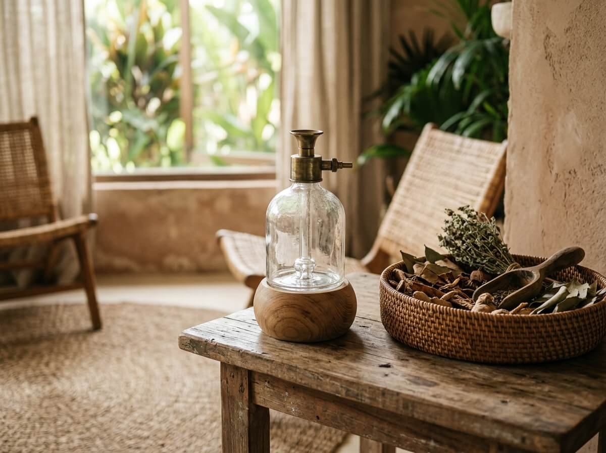 Danau Satu nebulizing diffuser atomizing neat essential oil into a living room