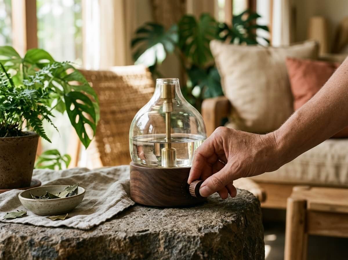 setting a timer on a nebulizing diffuser for intermittent bursts