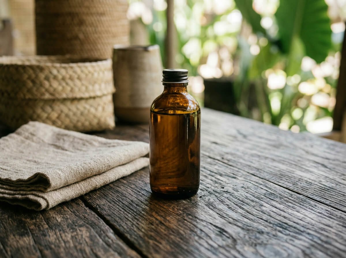 minimalist glass skincare bottle with a plain label
