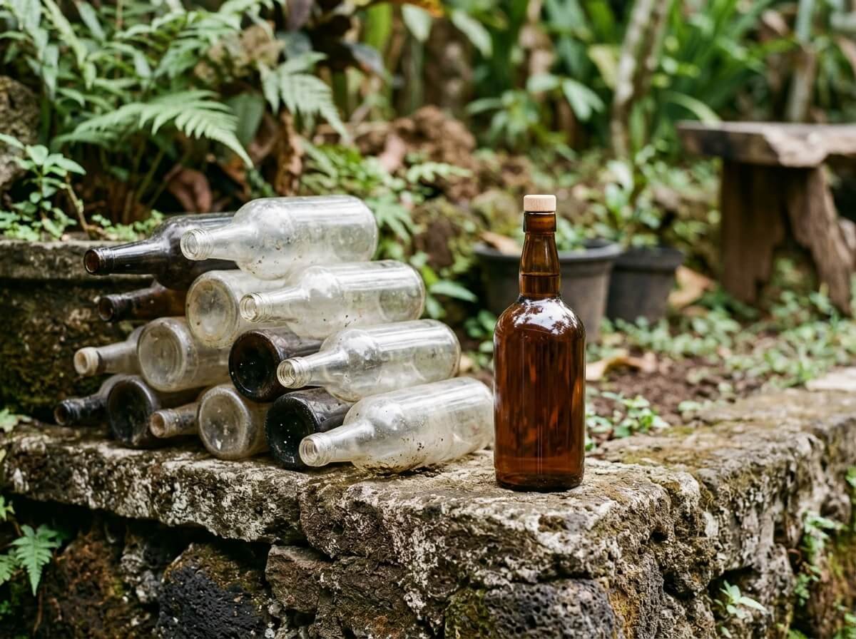 Comparing single-use glass waste with a reusable refill bottle