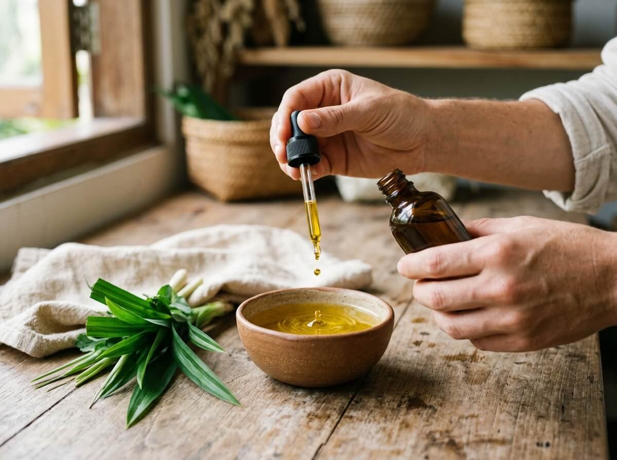 Diluting bergamot essential oil into a carrier oil for a safe skin ritual