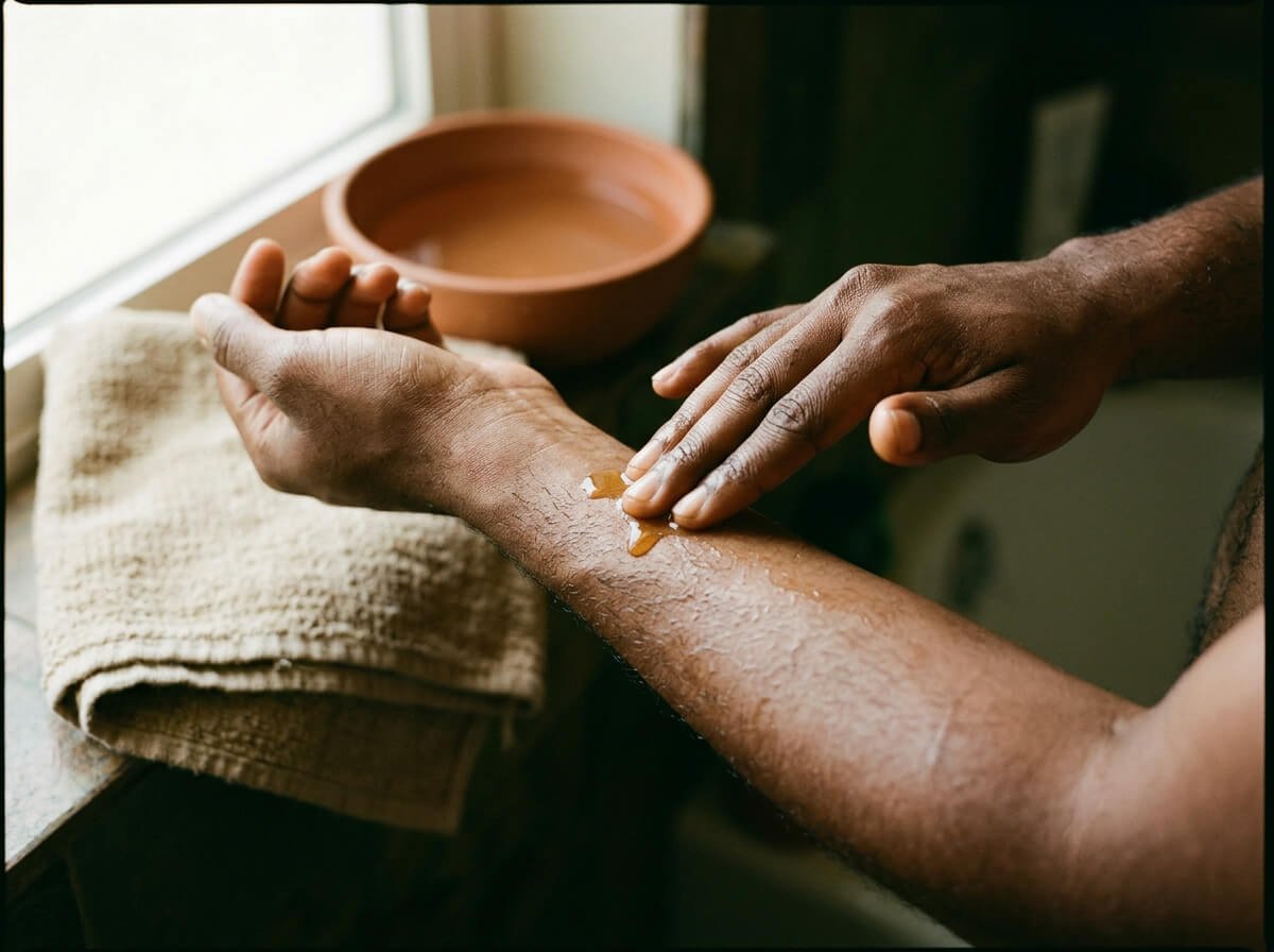 Sealing a carrier oil onto damp skin after bathing