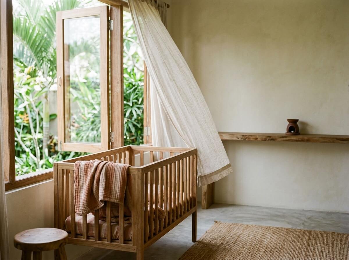 A ventilated room with the diffuser placed far from the crib