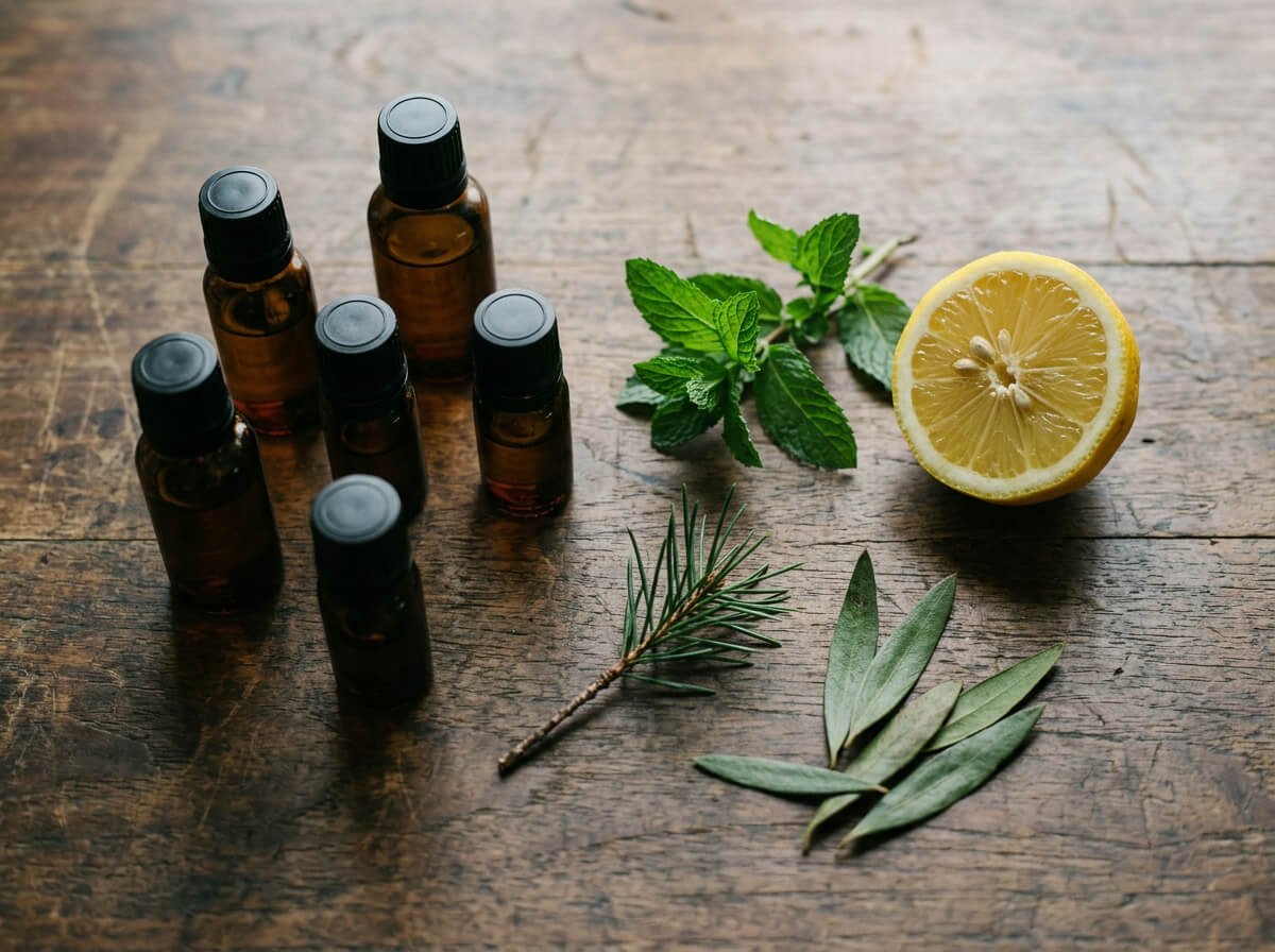 Essential oils most often flagged for cats and dogs, including tea tree, citrus, pine, and peppermint