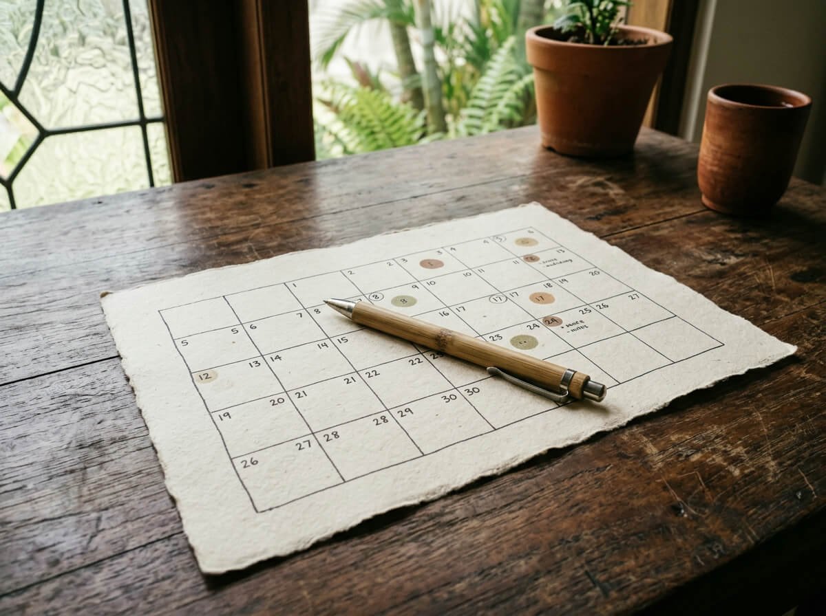 marking a realistic natural deodorant transition timeline on a calendar