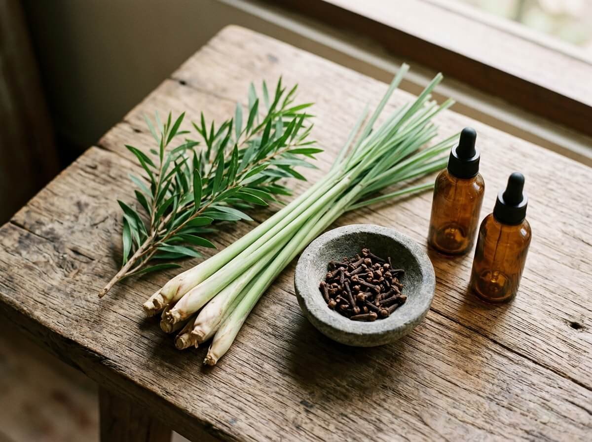 Tea tree, lemongrass, and clove botanicals used in natural antibacterial soap