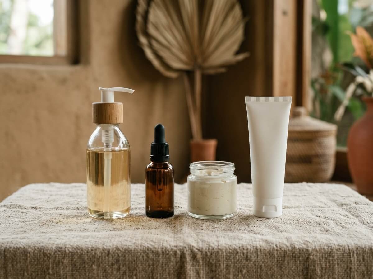 A short four-step routine for rosacea-prone skin: cleanse, calm, protect the barrier, and shield from the sun