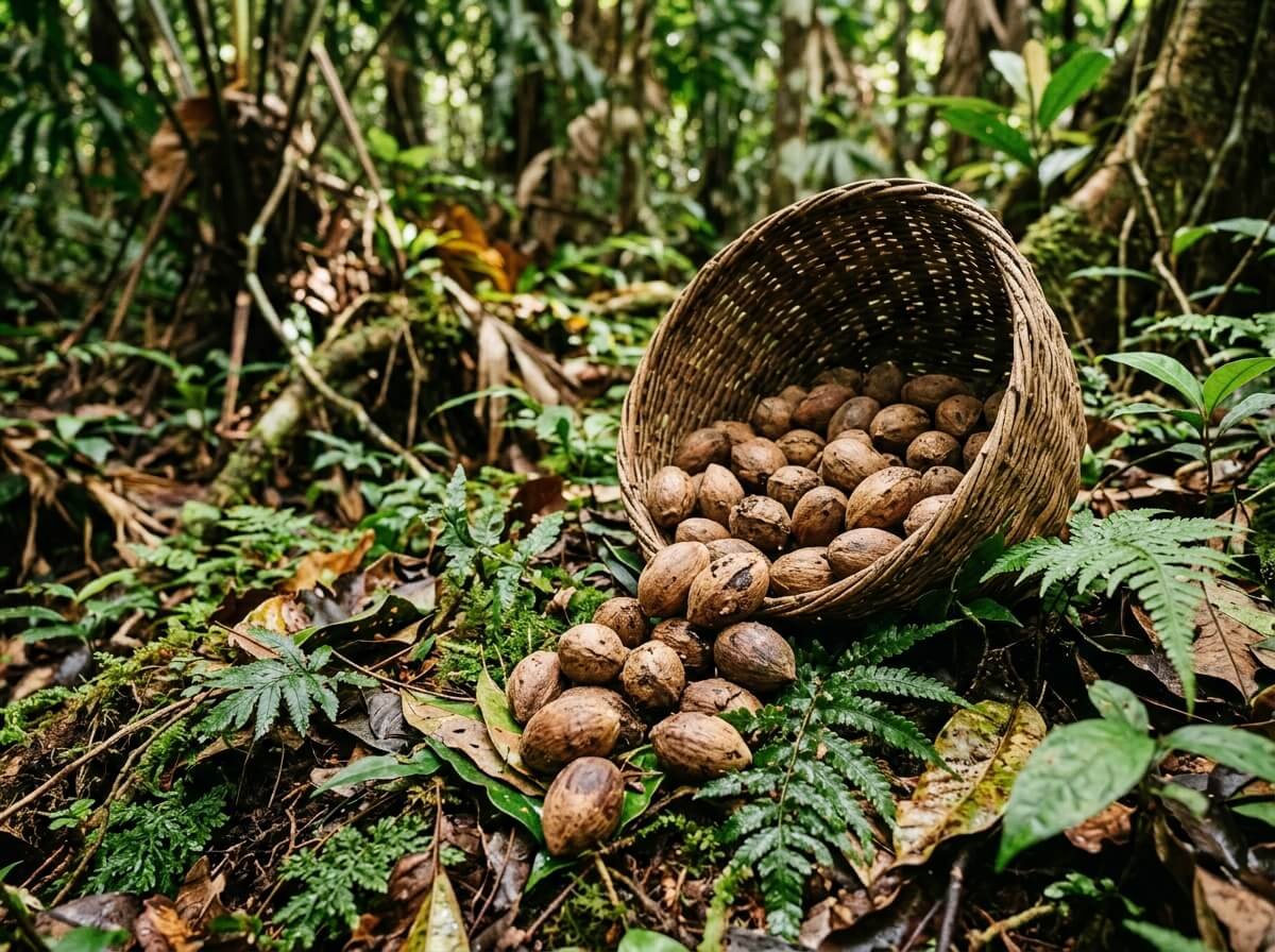 Raw illipe nuts harvested from the Kalimantan rainforest
