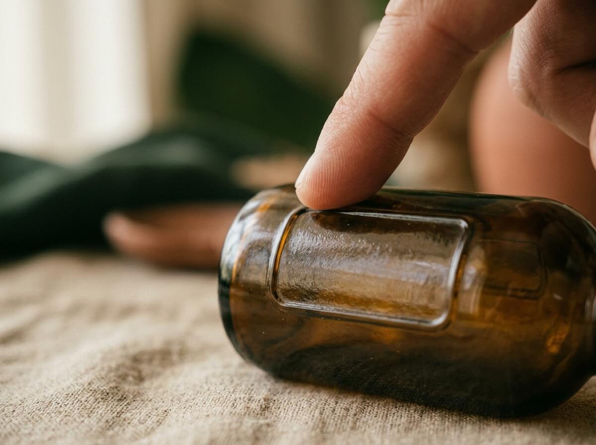Reading a palm oil free skincare ingredient label closely for hidden palm derivatives