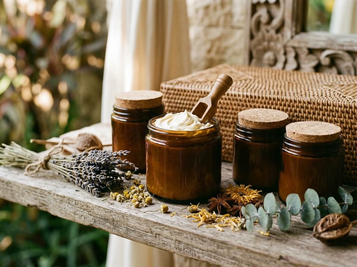Utama Spice illipe butter body butter jars sourced from Kalimantan