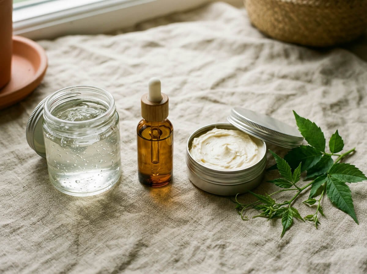 Three layers for barrier repair: aloe gel, plant oil, and body butter